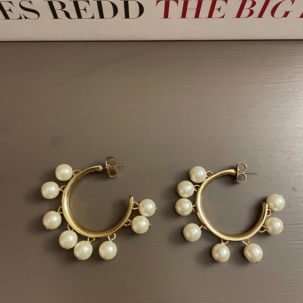 J. Crew Pearl Hoop Earrings